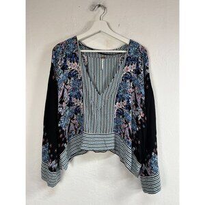 Free People Womens Mix N Match Cropped Boho Mixed Print Oversized Top Small